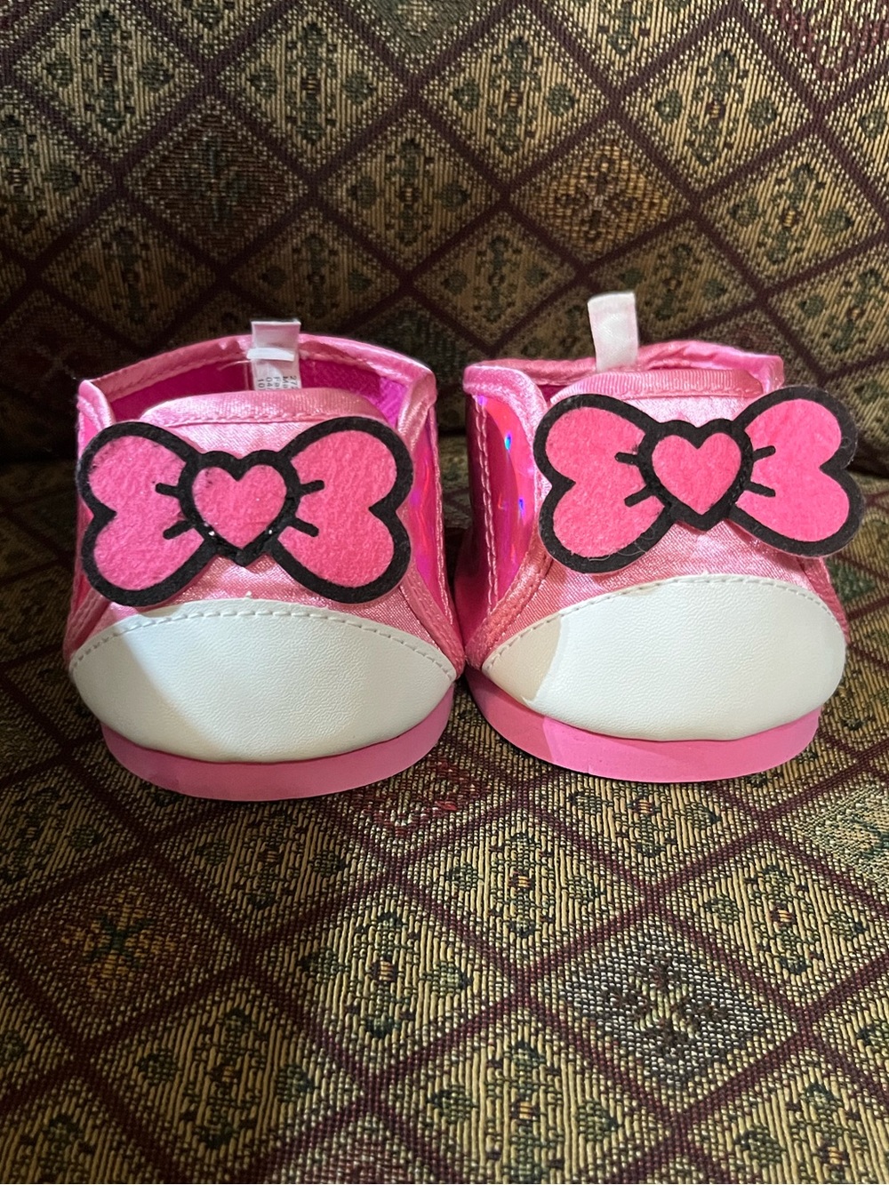 Build A Bear Hello Kitty Sanrio Pink Holographic Shoes Pink Bow Rare HTF BABW